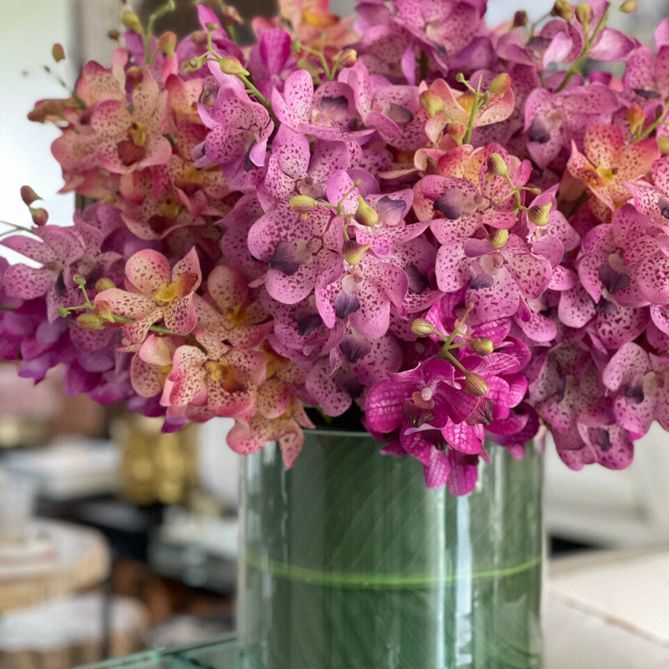 Mixed Mokara Orchids in Large Rotating Cylinder